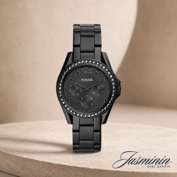 Ženski sat Fossil ES4519 Riley Multifunction Black Stainless Steel